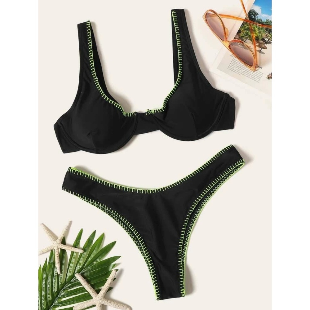 Stitch Trim Underwired Top With Cheeky Bottom